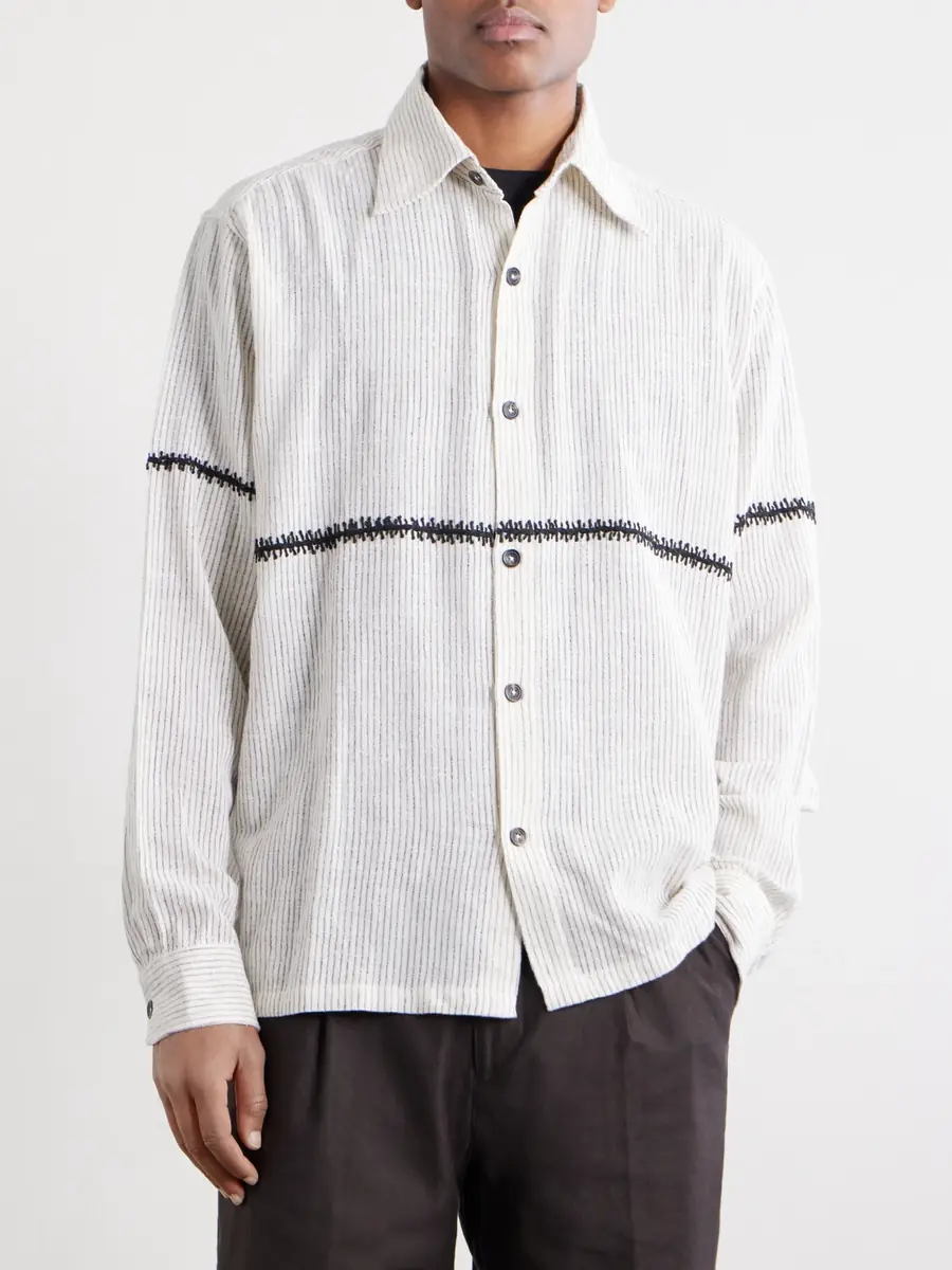 Kartik Research Rabari Embroidered Pinstriped Shirt - Men | Thumbnail 3
