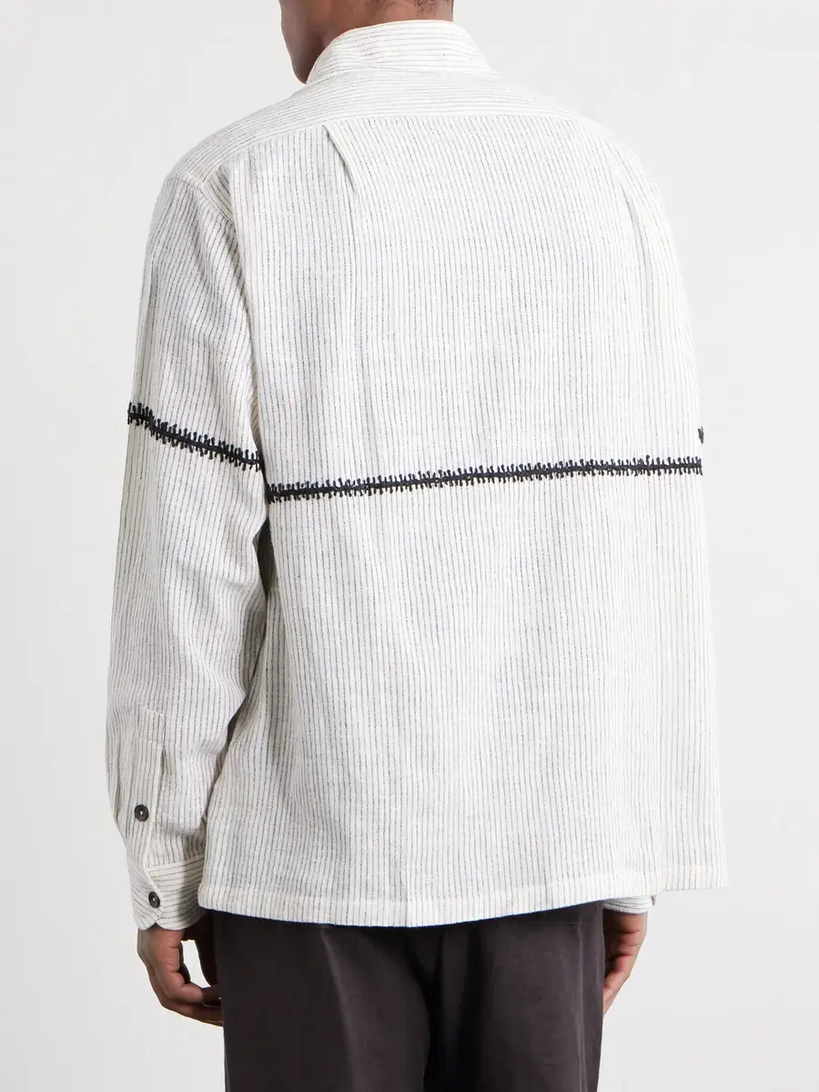 Kartik Research Rabari Embroidered Pinstriped Shirt - Men | Thumbnail 4