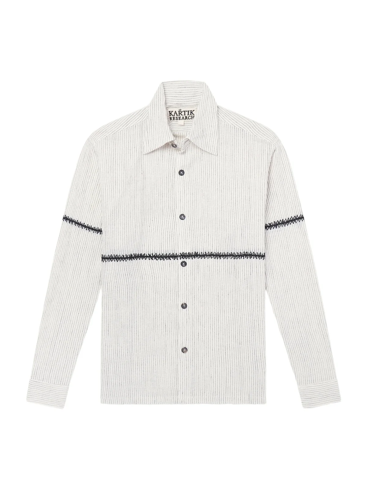 Rabari Embroidered Pinstriped Shirt - Men Rabari Embroidered Pinstriped Shirt - Men