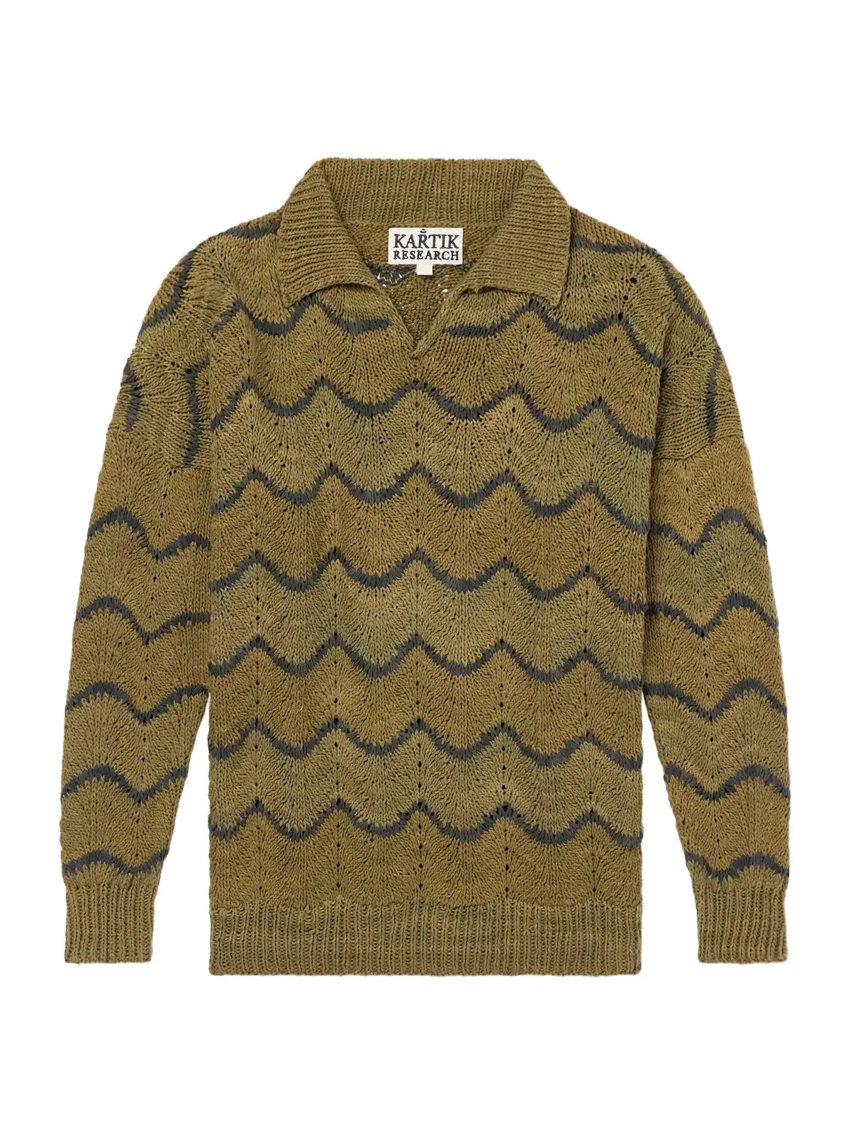 Kartik Research Striped Knitted Cotton Polo Sweater - Men