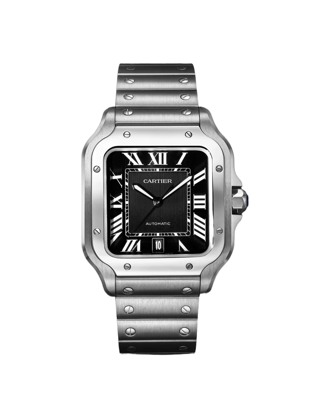 Santos de Large Automatic Stainless Steel Watch, Ref. WSSA0096 - Men Santos de Large Automatic Stainless Steel Watch, Ref. WSSA0096 - Men