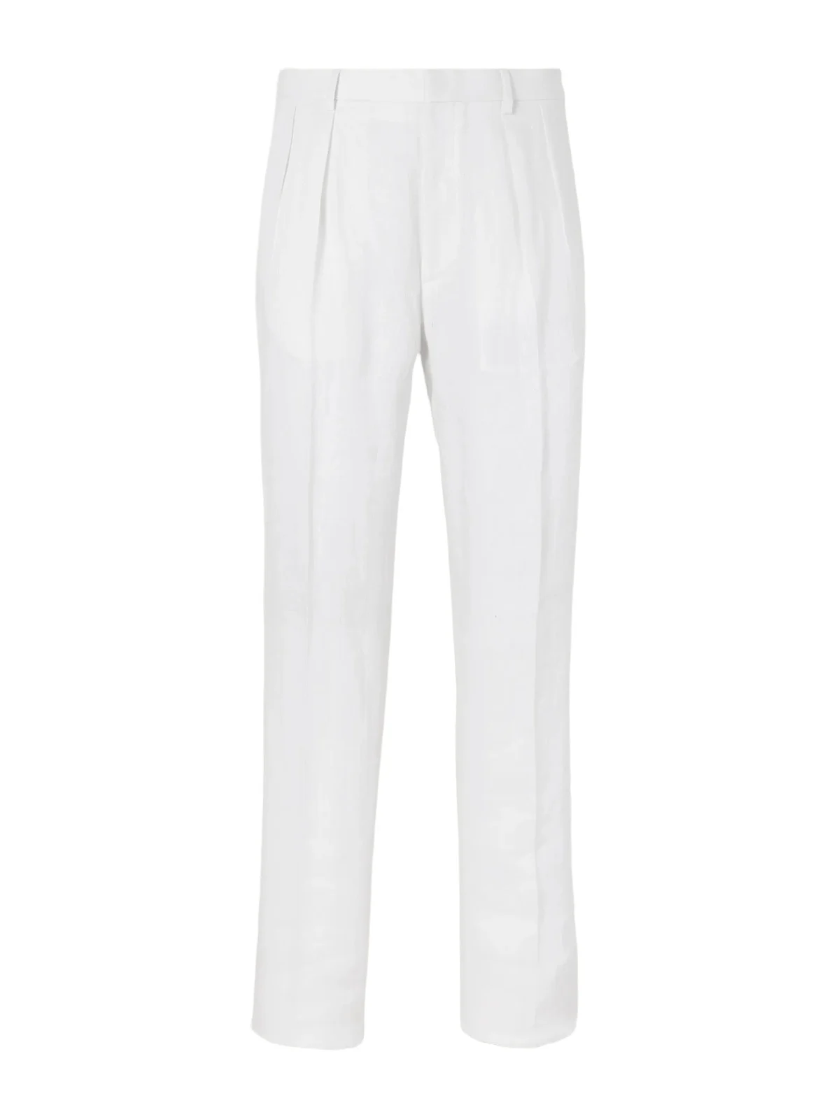 Straight-Leg Pleated Herringbone Linen Trousers - Men