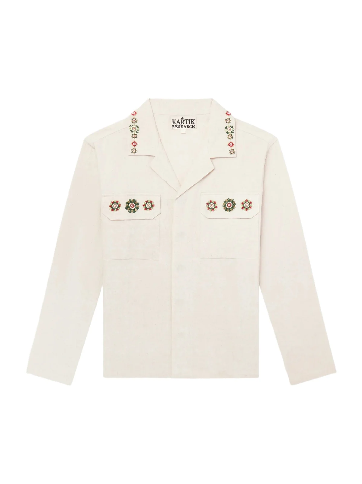 Surya Camp-Collar Embroidered Cotton Shirt - Men