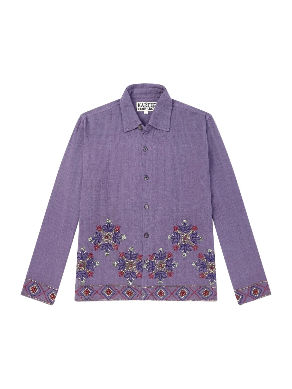 Bead-Embellished Embroidered Cotton Shirt - Men