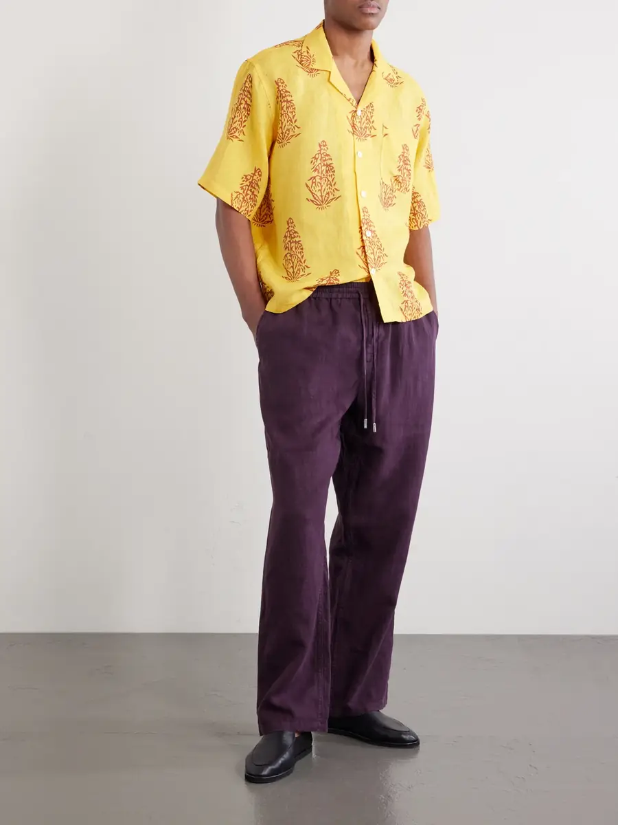 Kartik Research Camp-Collar Printed Linen Shirt - Men | Thumbnail 2 Kartik Research Camp-Collar Printed Linen Shirt - Men | Thumbnail 2