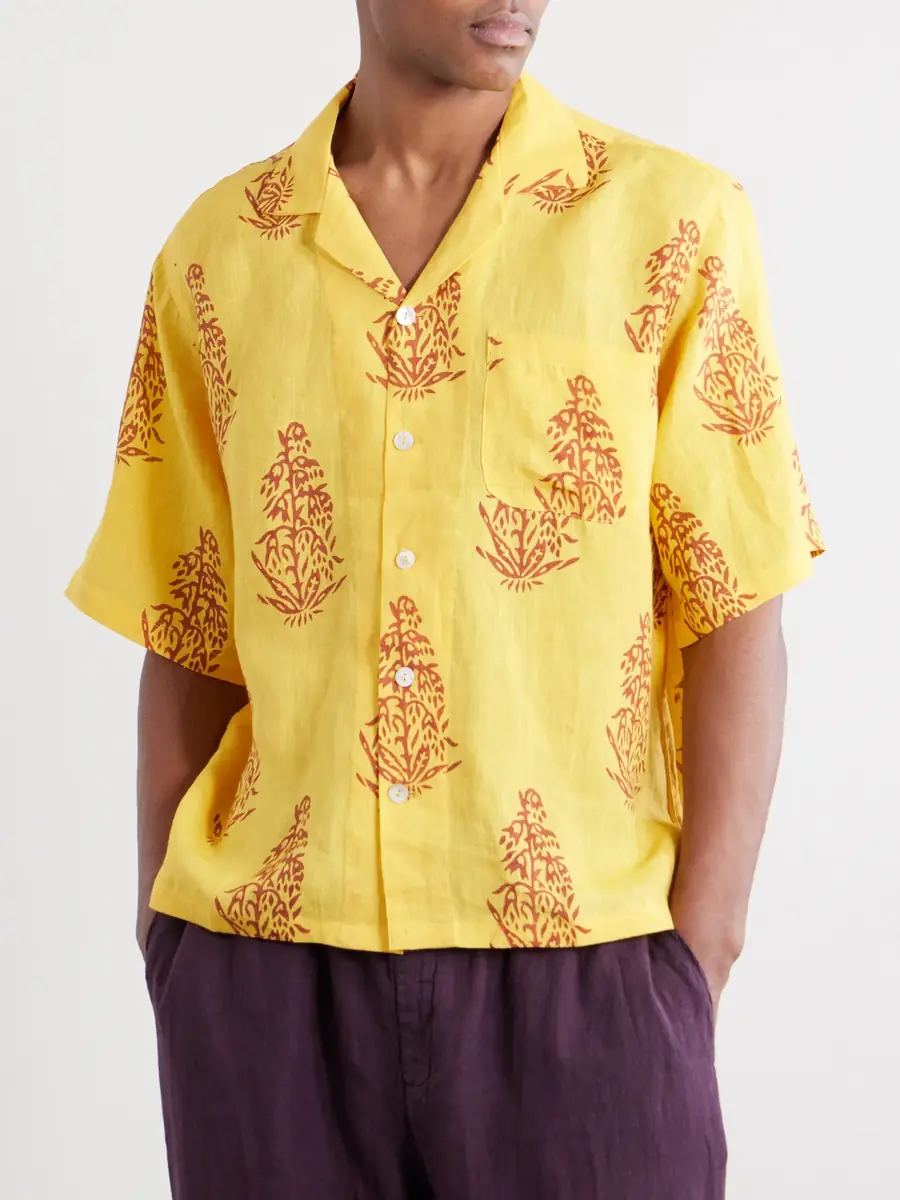 Kartik Research Camp-Collar Printed Linen Shirt - Men | Thumbnail 3 Kartik Research Camp-Collar Printed Linen Shirt - Men | Thumbnail 3