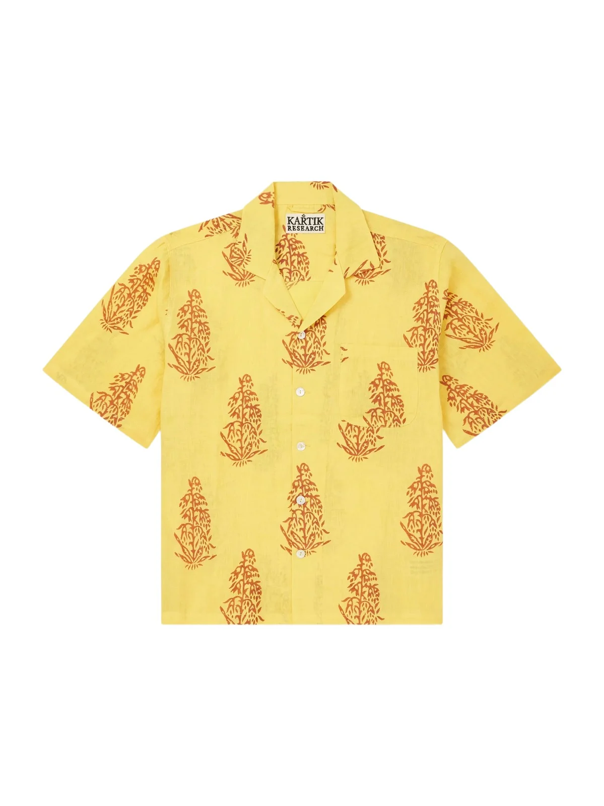 Camp-Collar Printed Linen Shirt - Men