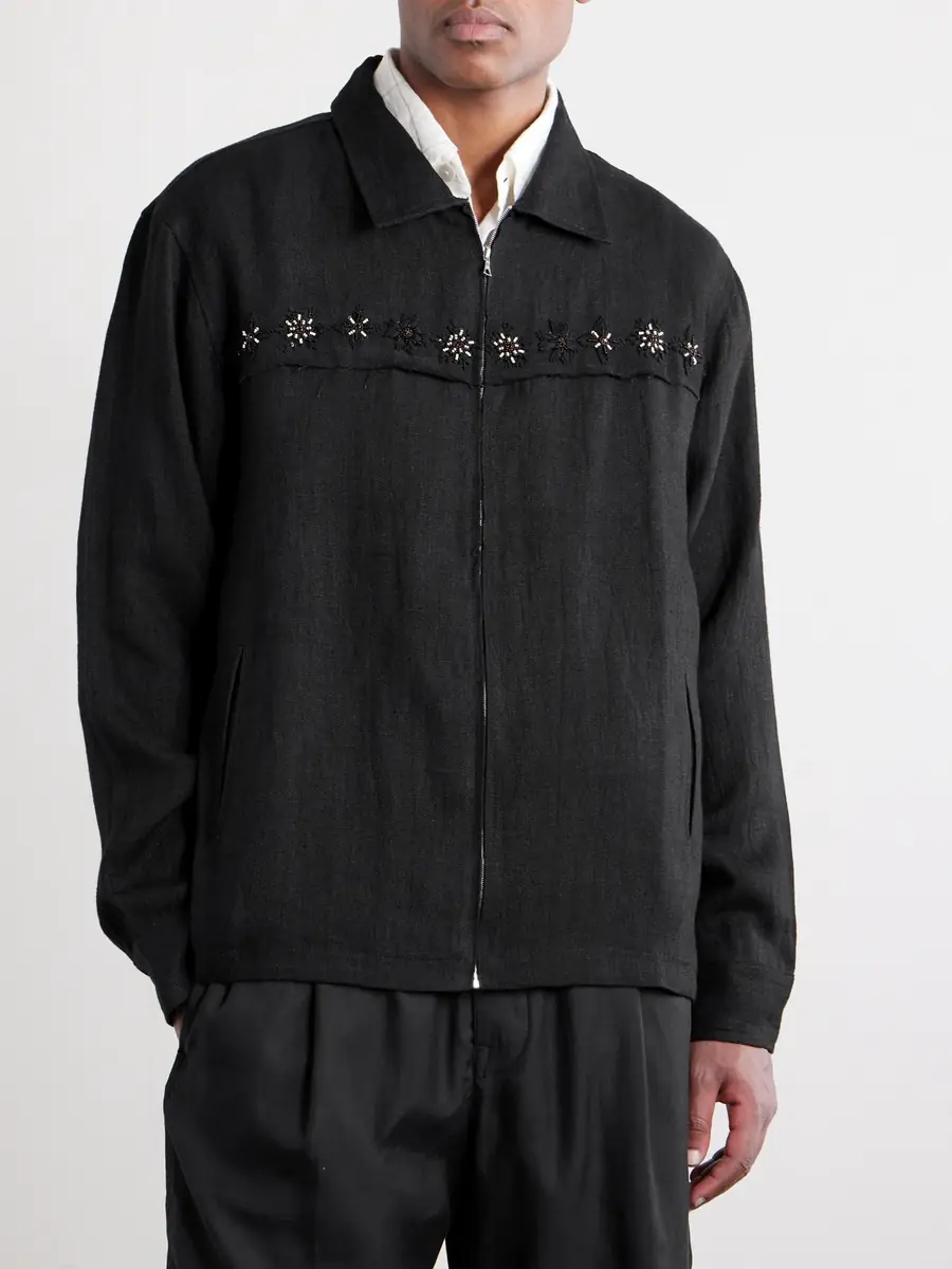 Kartik Research Embroidered Linen Jacket - Men | Thumbnail 5