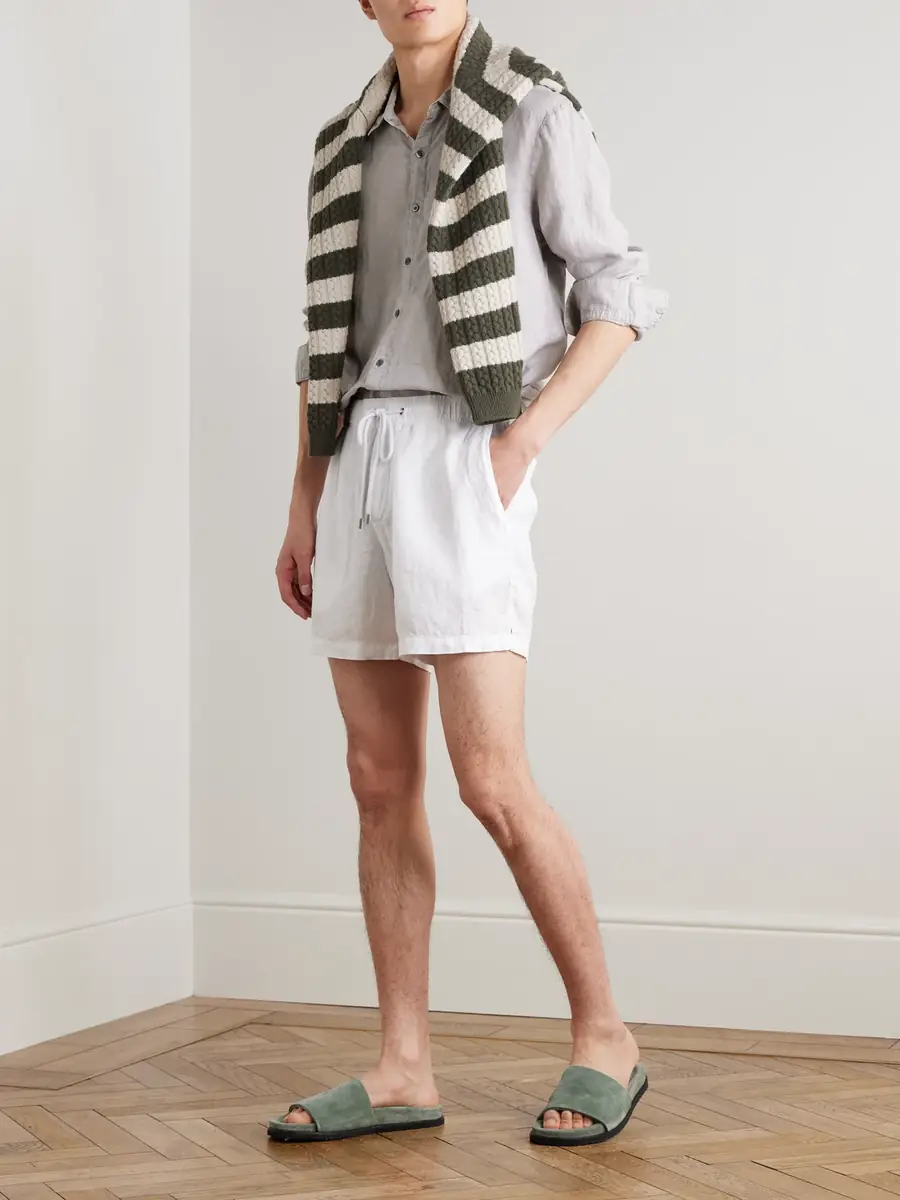 James Perse Straight-Leg Garment-Dyed Linen Drawstring Shorts - Men | Thumbnail 2 James Perse Straight-Leg Garment-Dyed Linen Drawstring Shorts - Men | Thumbnail 2