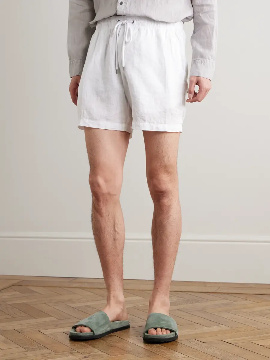James Perse Straight-Leg Garment-Dyed Linen Drawstring Shorts - Men | Thumbnail 3 James Perse Straight-Leg Garment-Dyed Linen Drawstring Shorts - Men | Thumbnail 3