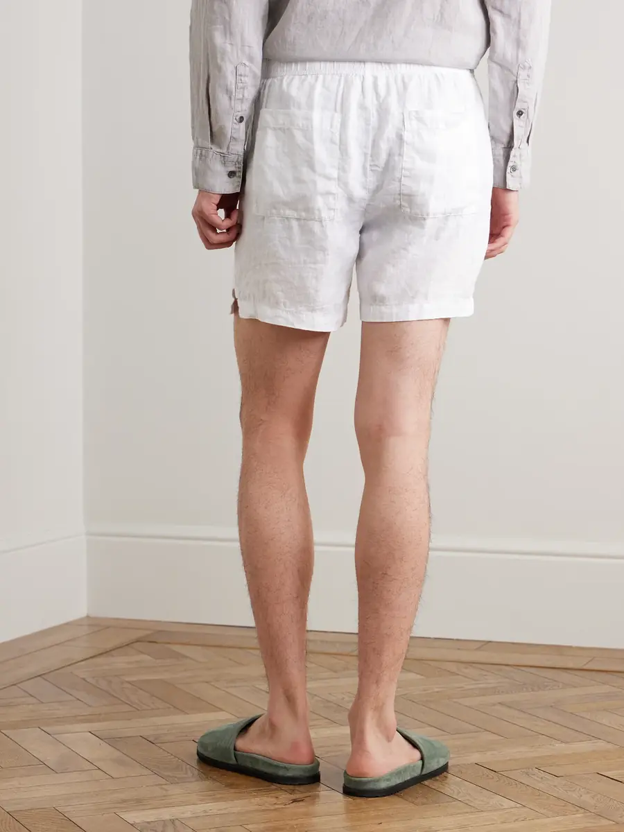 James Perse Straight-Leg Garment-Dyed Linen Drawstring Shorts - Men | Thumbnail 4 James Perse Straight-Leg Garment-Dyed Linen Drawstring Shorts - Men | Thumbnail 4