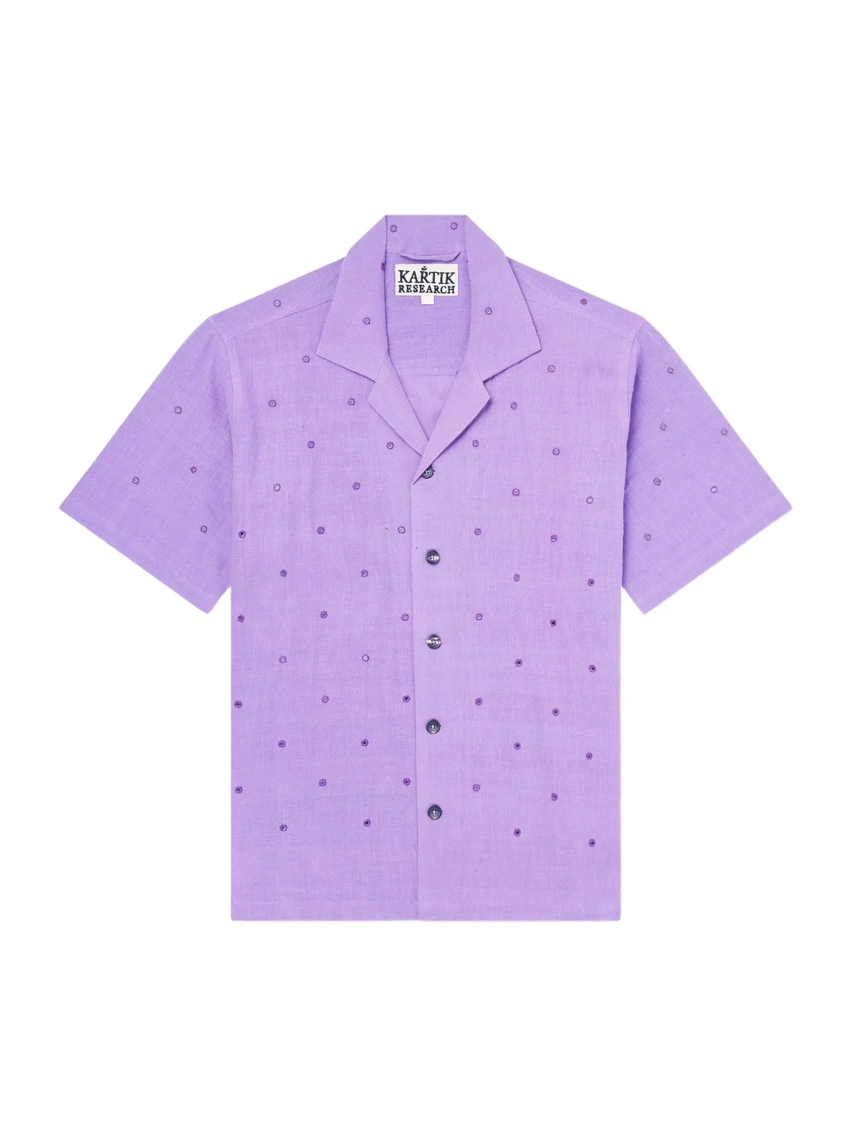 Camp-Collar Embellished Cotton Shirt - Men