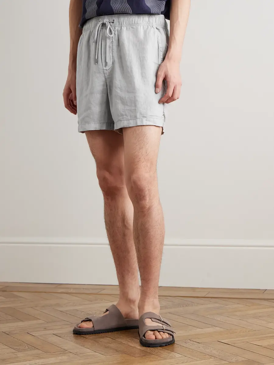 James Perse Straight-Leg Garment-Dyed Linen Drawstring Shorts - Men | Thumbnail 3 James Perse Straight-Leg Garment-Dyed Linen Drawstring Shorts - Men | Thumbnail 3