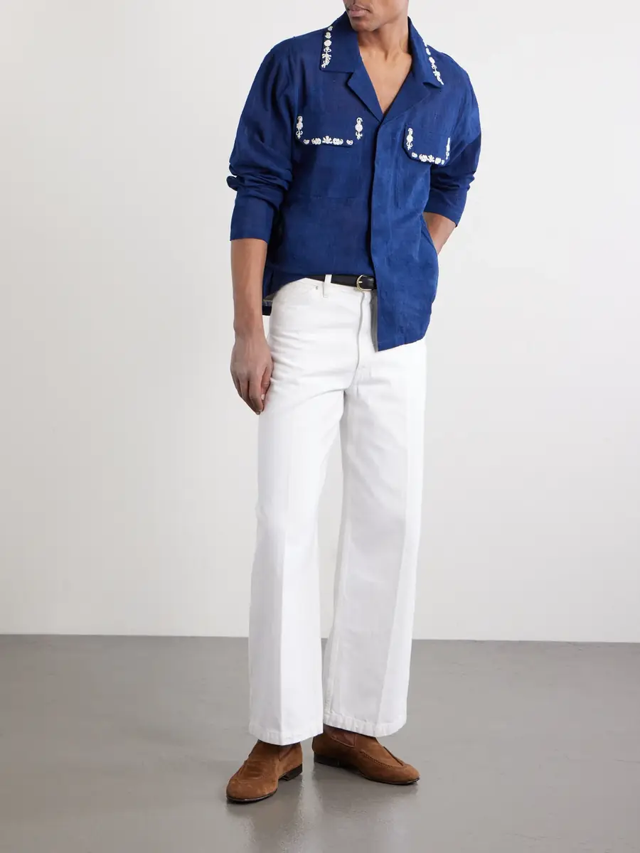 Kartik Research Surya Camp-Collar Embellished Embroidered Cotton Shirt - Men | Thumbnail 2 Kartik Research Surya Camp-Collar Embellished Embroidered Cotton Shirt - Men | Thumbnail 2