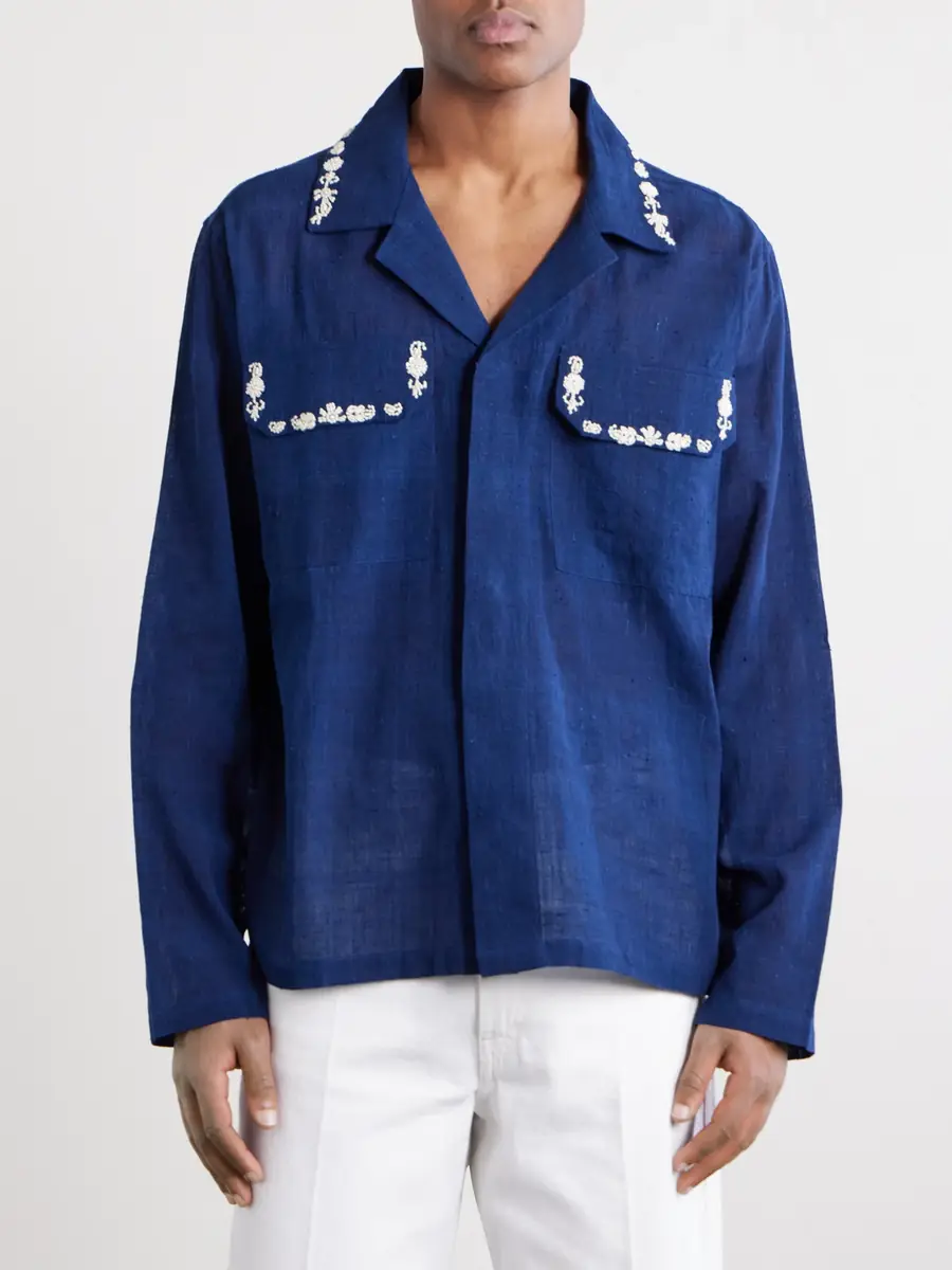 Kartik Research Surya Camp-Collar Embellished Embroidered Cotton Shirt - Men | Thumbnail 3 Kartik Research Surya Camp-Collar Embellished Embroidered Cotton Shirt - Men | Thumbnail 3