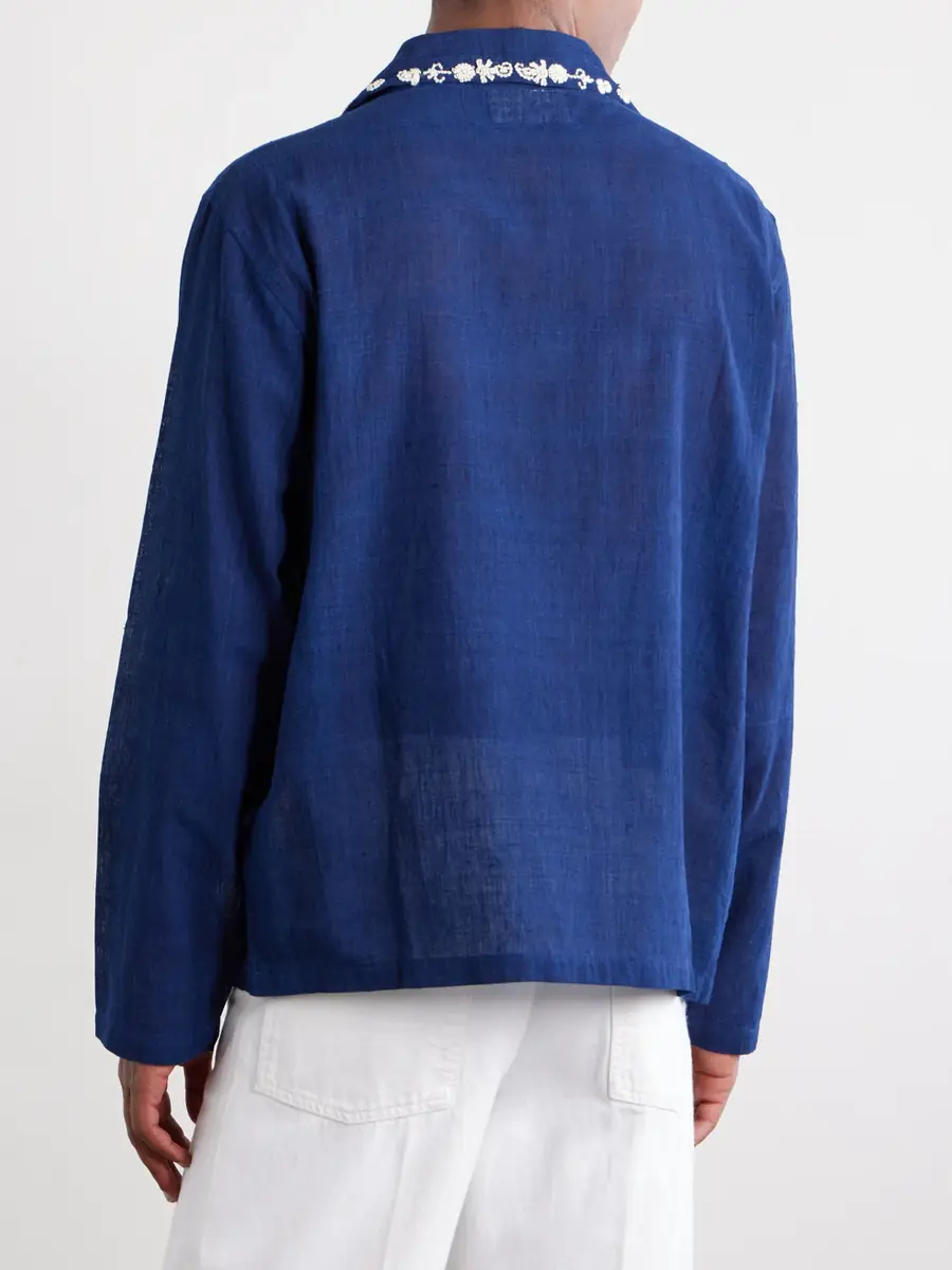 Kartik Research Surya Camp-Collar Embellished Embroidered Cotton Shirt - Men | Thumbnail 4 Kartik Research Surya Camp-Collar Embellished Embroidered Cotton Shirt - Men | Thumbnail 4