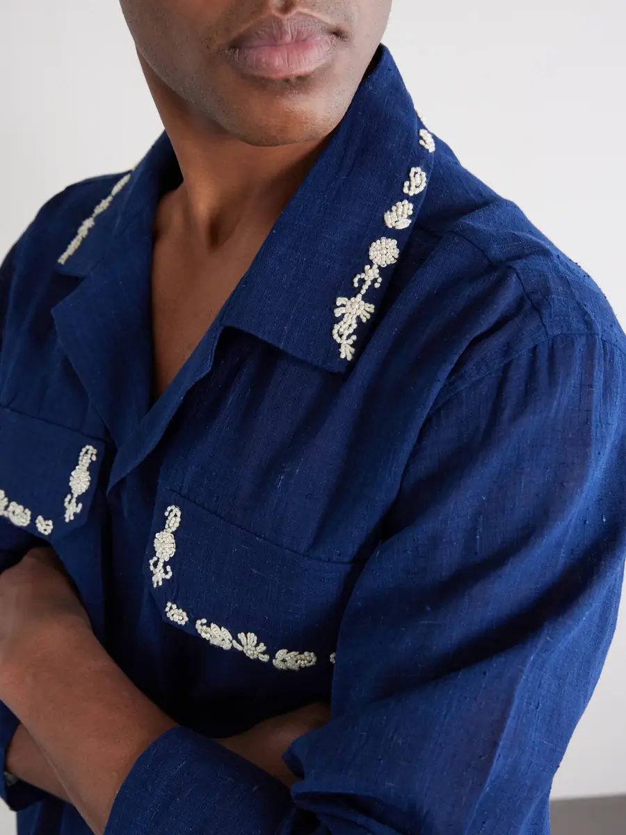 Kartik Research Surya Camp-Collar Embellished Embroidered Cotton Shirt - Men | Thumbnail 5 Kartik Research Surya Camp-Collar Embellished Embroidered Cotton Shirt - Men | Thumbnail 5
