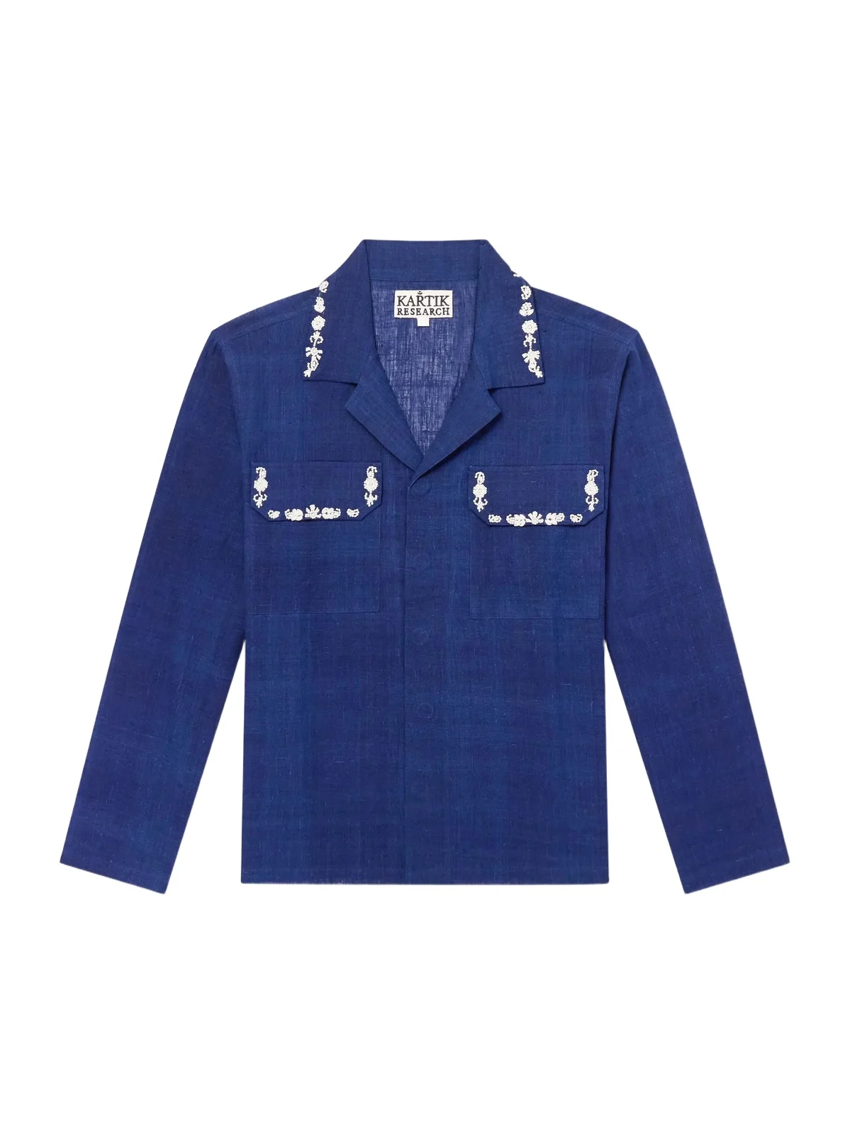 Surya Camp-Collar Embellished Embroidered Cotton Shirt - Men