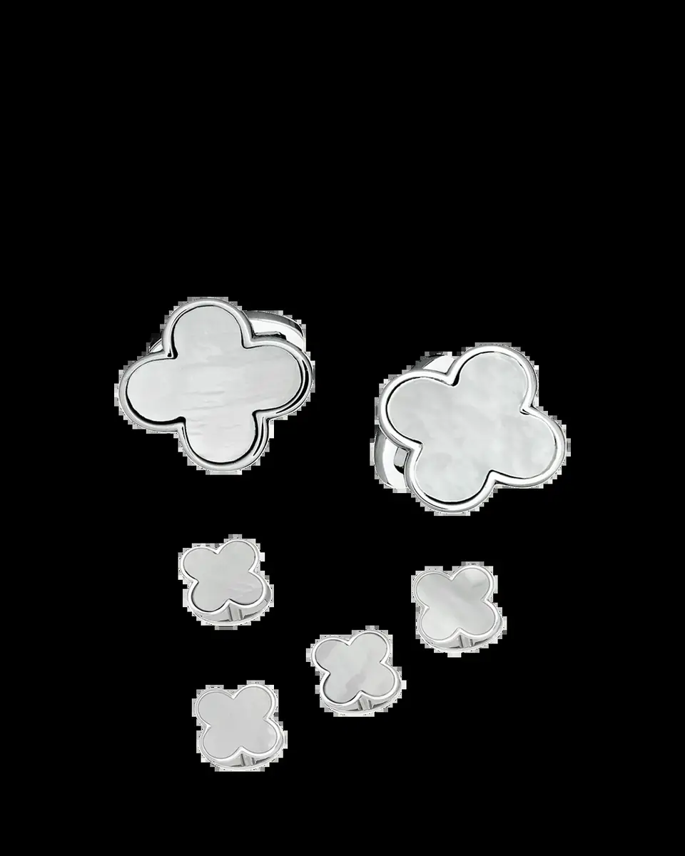Jan Leslie Men's Mother-of-Pearl Clover Cufflink Stud Set | Thumbnail 2