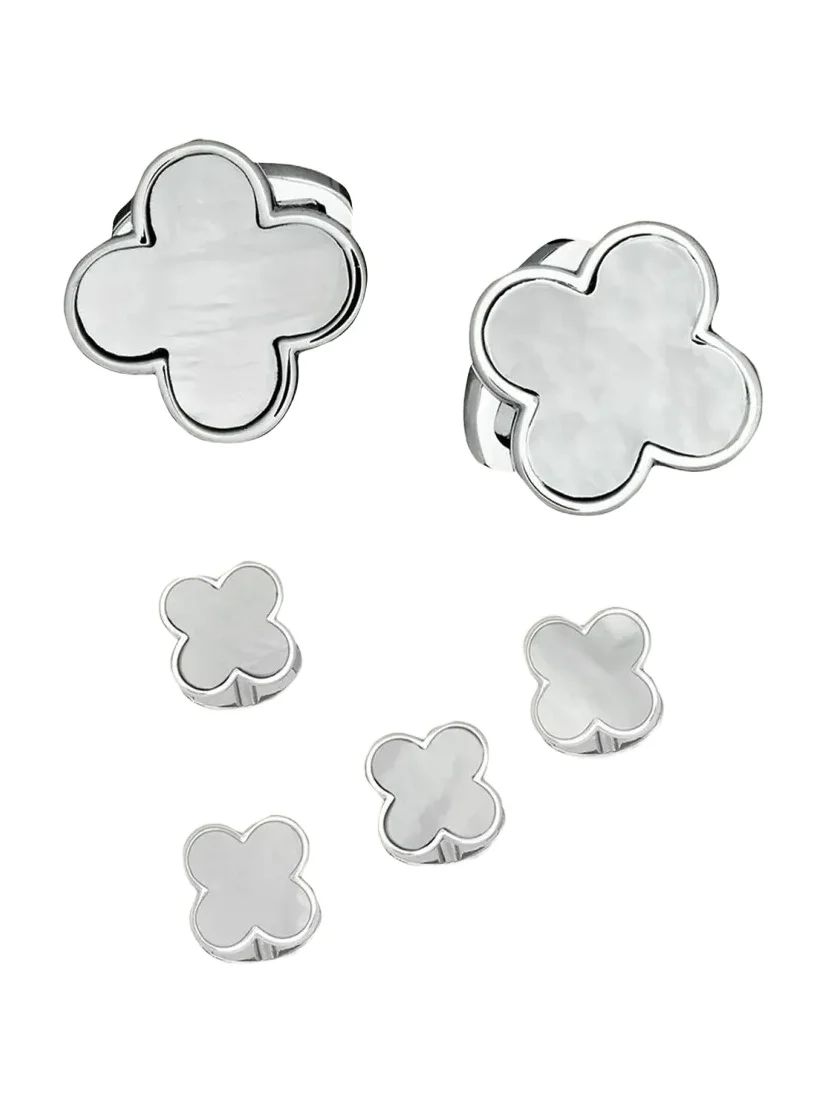 Jan Leslie Men's Mother-of-Pearl Clover Cufflink Stud Set