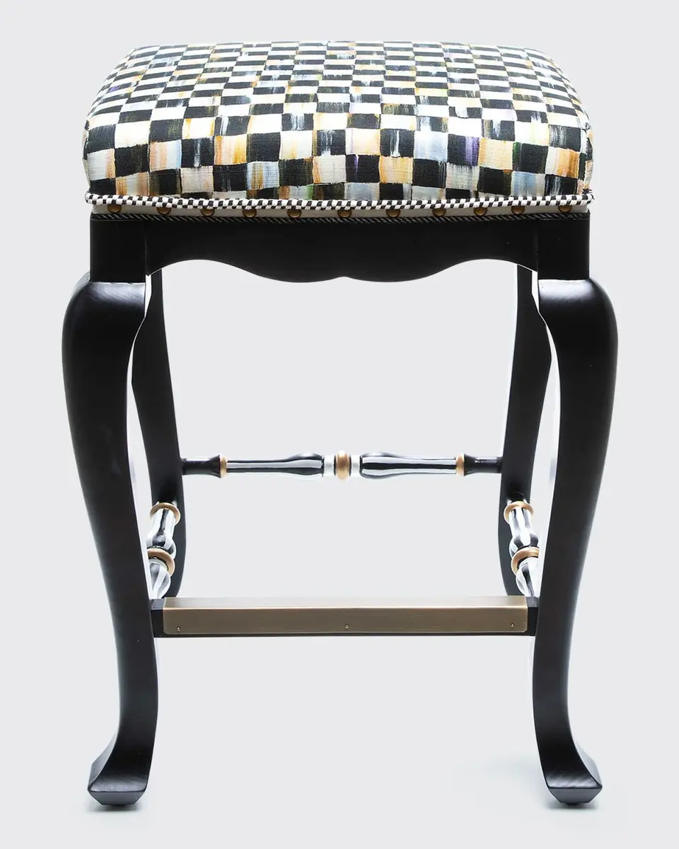 MacKenzie-Childs Black Courtly Check Counter Stool, 36" | Thumbnail 2 MacKenzie-Childs Black Courtly Check Counter Stool, 36" | Thumbnail 2