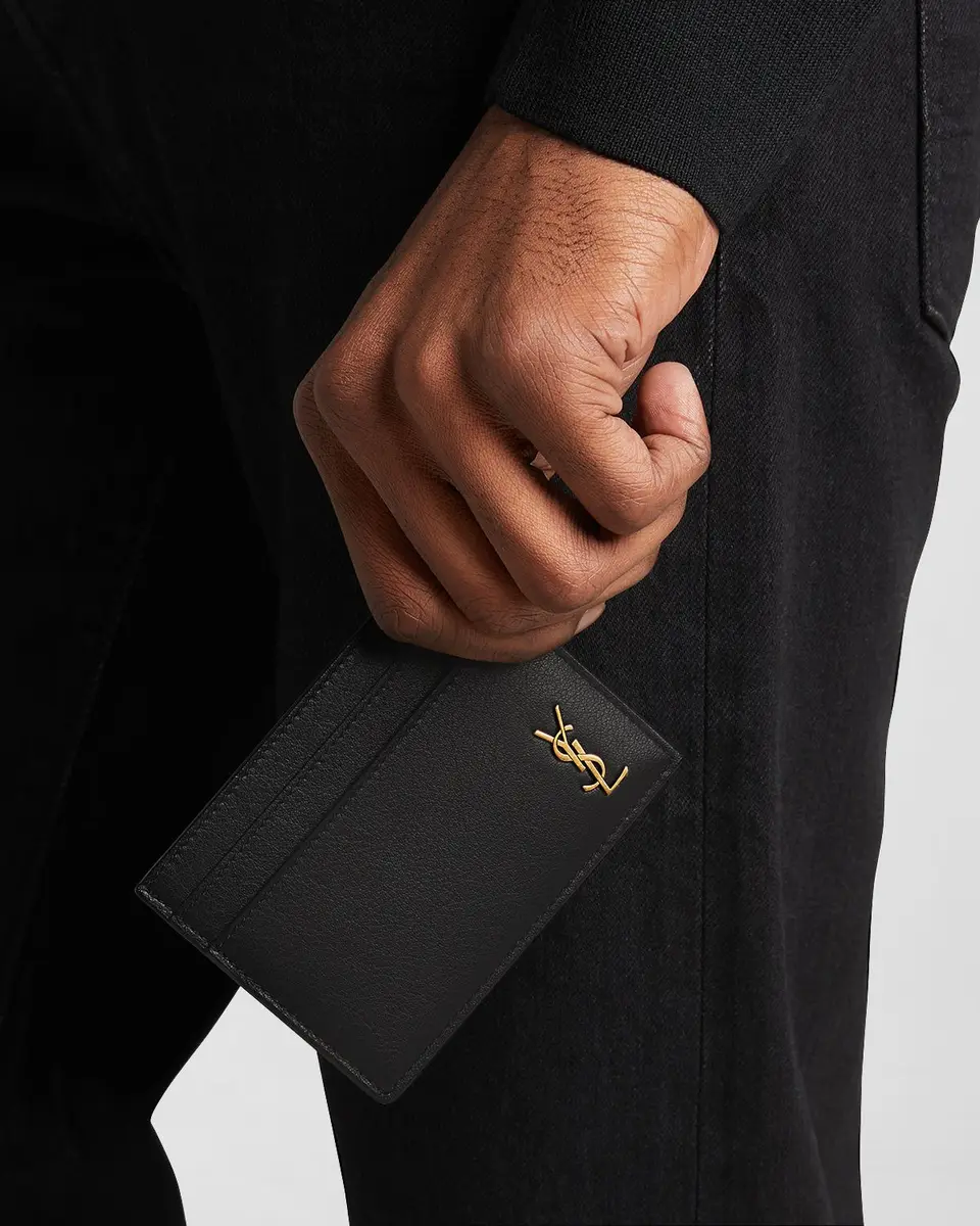 Saint Laurent Cassandre YSL Tiny Monogram Card Case in Smooth Leather | Image 1 Saint Laurent Cassandre YSL Tiny Monogram Card Case in Smooth Leather | Image 1
