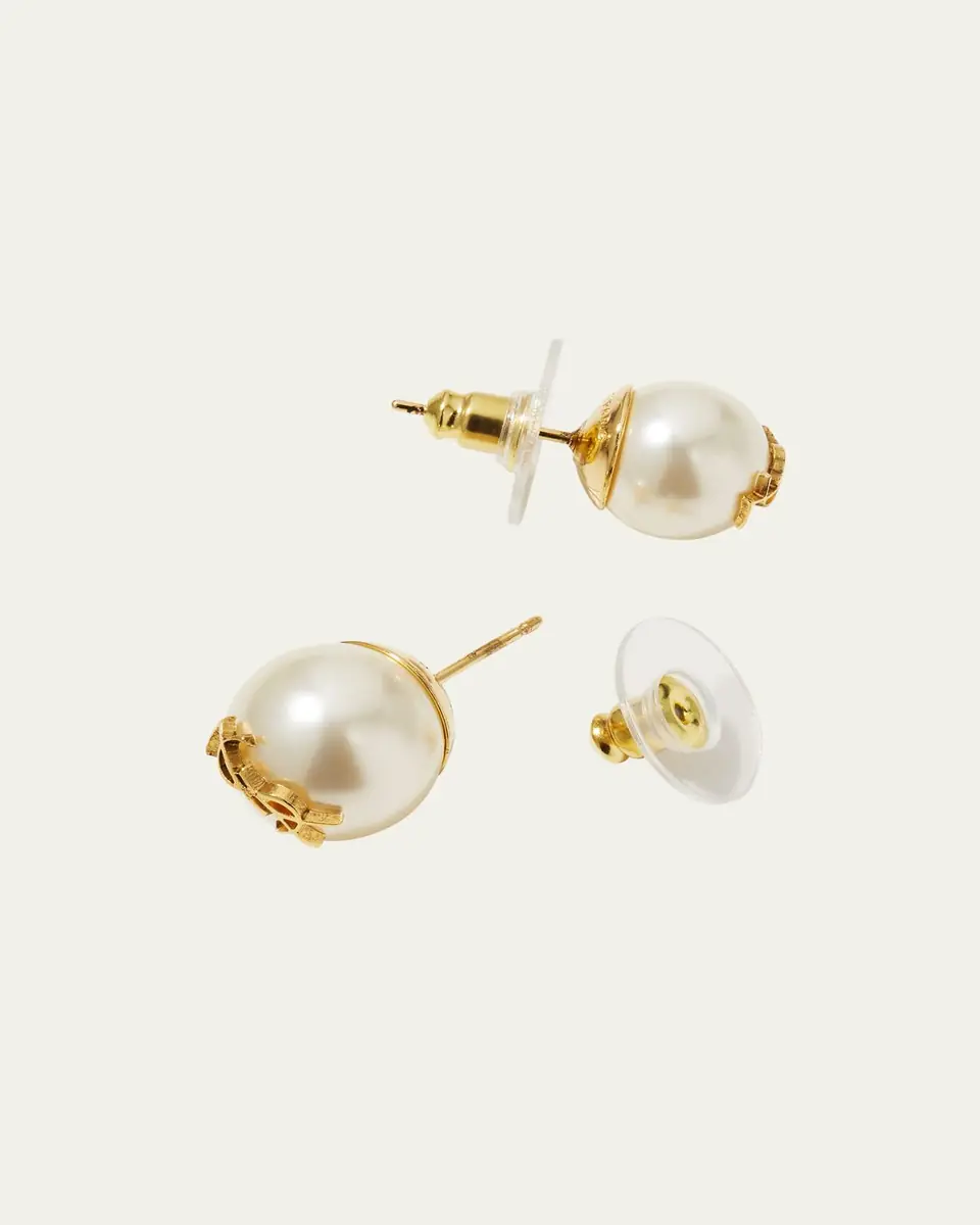Saint Laurent YSL Pearly Stud Earrings | Thumbnail 4