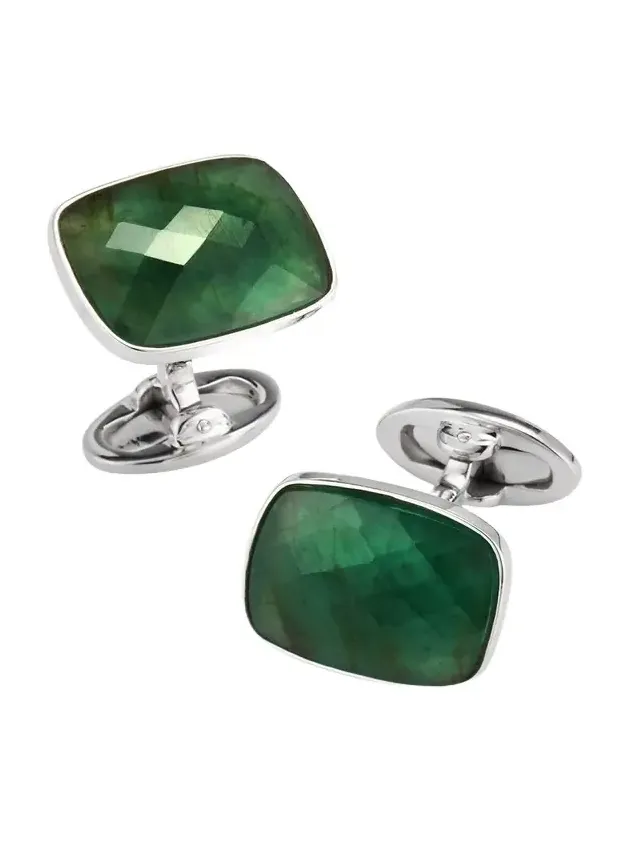 Jan Leslie Men's Square Emerald Cufflinks