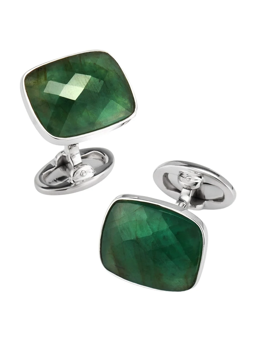 Jan Leslie Men's Square Emerald Cufflinks