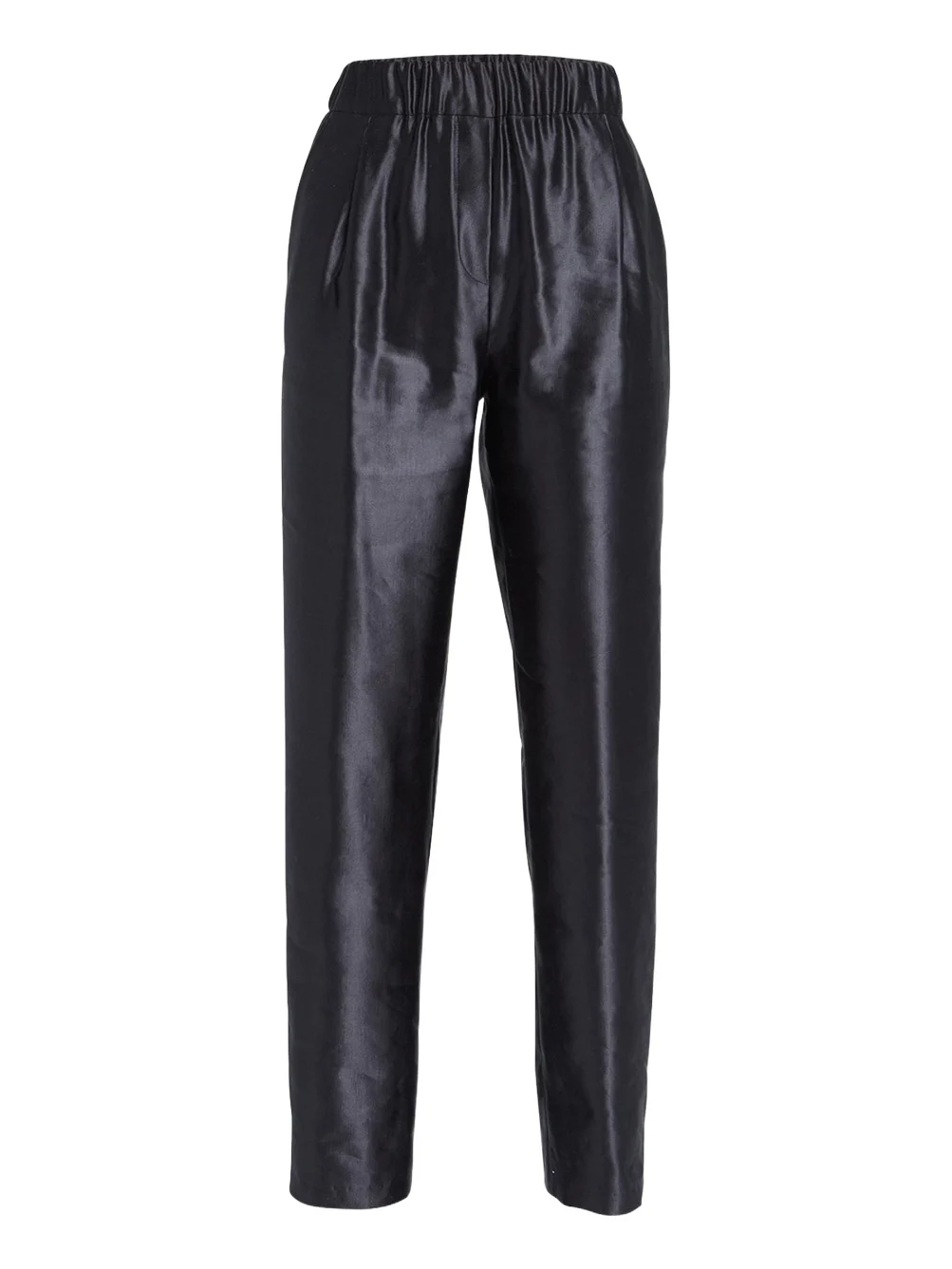 Metallic Linen-Silk Straight-Leg Pull-On Trousers Metallic Linen-Silk Straight-Leg Pull-On Trousers