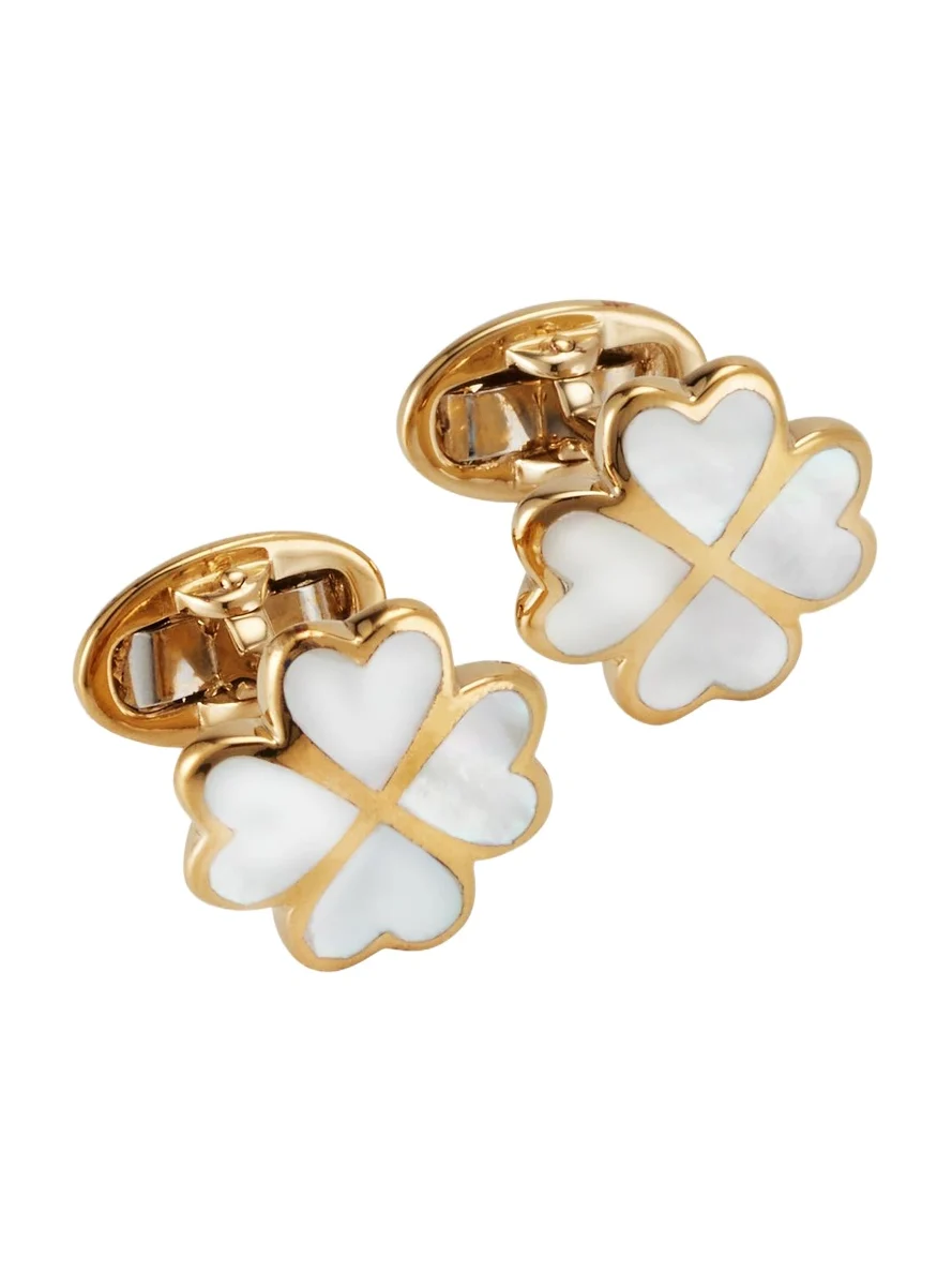 Jan Leslie Men's 18K Gold Vermeil Mother-Of-Pearl Four Leaf Clover Cufflinks