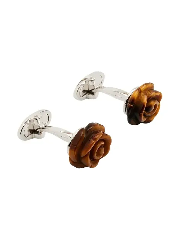 Jan Leslie Men's Carved Tiger's Eye Rose Cufflinks