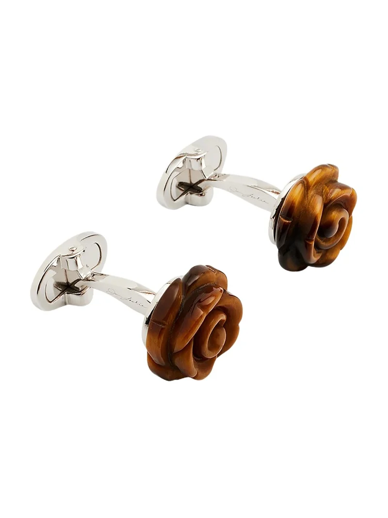 Jan Leslie Men's Carved Tiger's Eye Rose Cufflinks