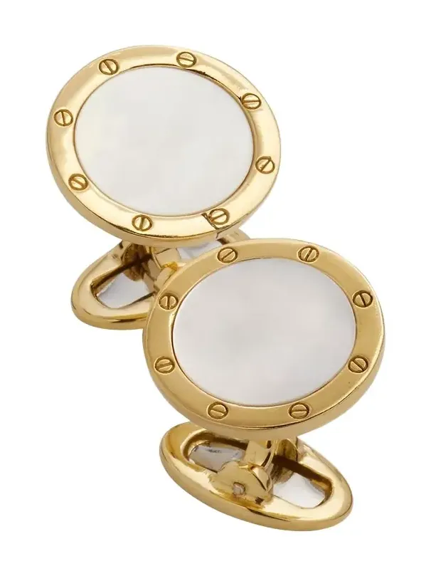 Jan Leslie Men's 18K Yellow Gold Round Gemstone Cufflinks