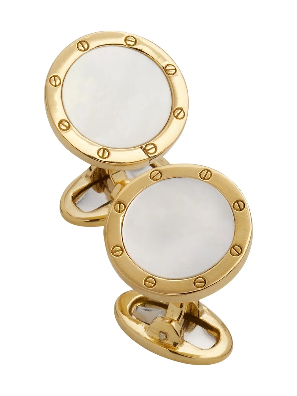 Jan Leslie Men's 18K Yellow Gold Round Gemstone Cufflinks