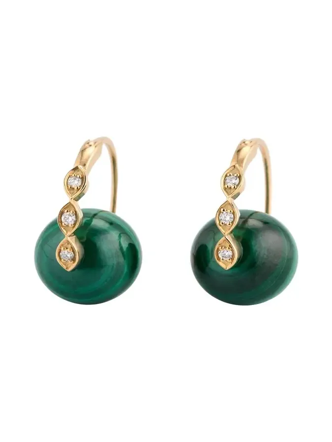 14K Yellow Gold Marquise Eye Bead Earrings
