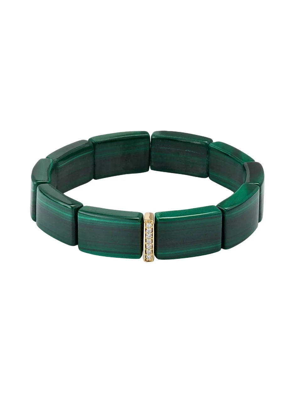 Sydney Evan 14K Gold & Diamond Single Row Spacer on Malachite Bracelet