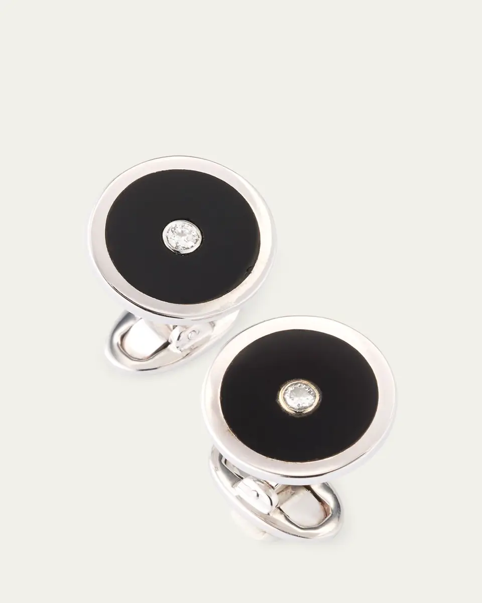 Jan Leslie Men's Black Onyx and Diamond Cufflinks | Thumbnail 3 Jan Leslie Men's Black Onyx and Diamond Cufflinks | Thumbnail 3