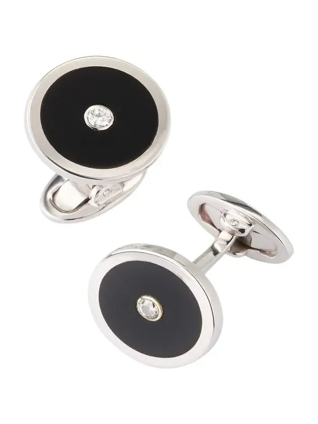Jan Leslie Men's Black Onyx and Diamond Cufflinks