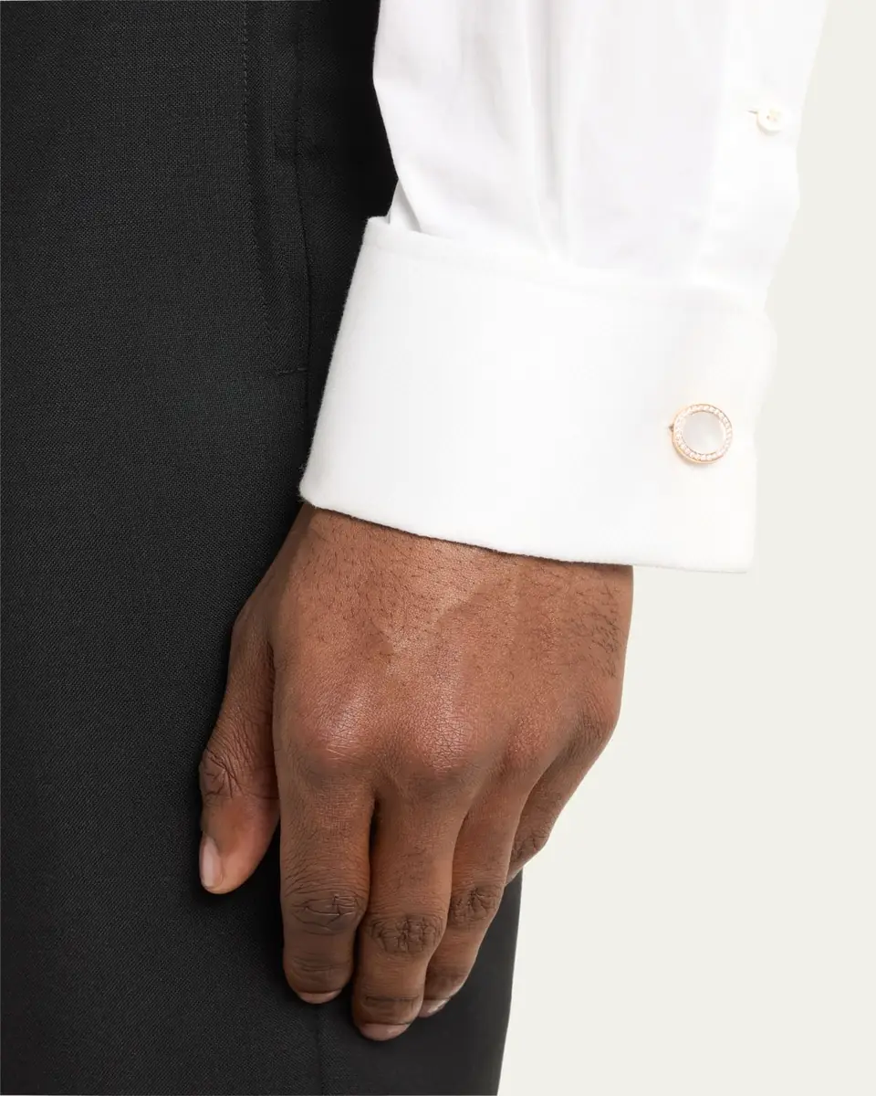 Jan Leslie Men's 18K Rose Gold Mother Of Pearl and Diamond Cufflinks | Thumbnail 5 Jan Leslie Men's 18K Rose Gold Mother Of Pearl and Diamond Cufflinks | Thumbnail 5