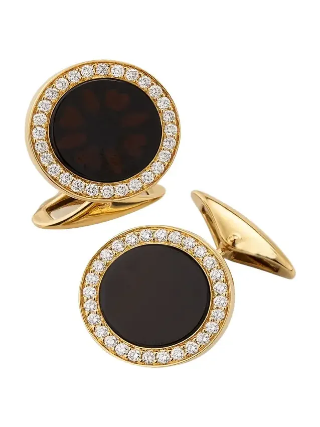 Jan Leslie Men's 18K Rose Gold Mother Of Pearl and Diamond Cufflinks