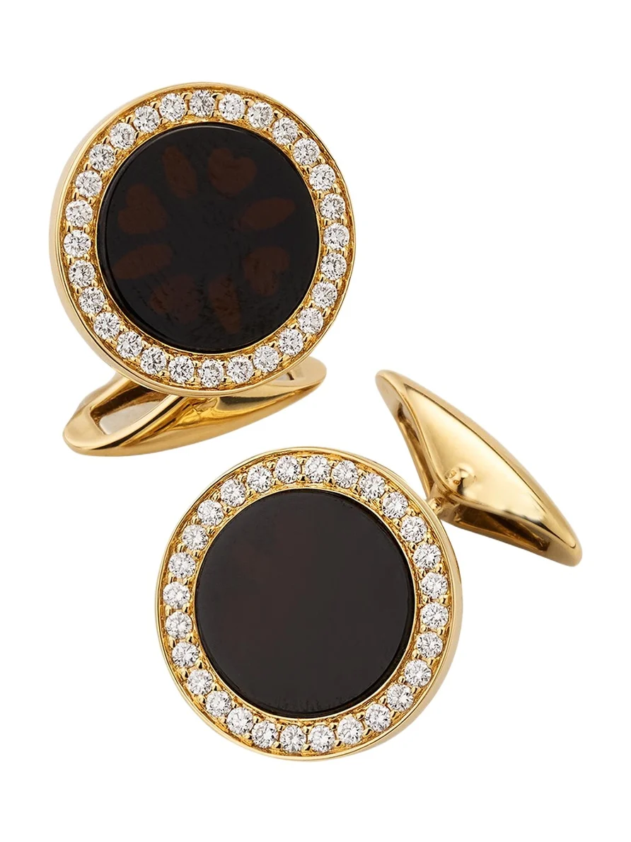 Jan Leslie Men's 18K Rose Gold Mother Of Pearl and Diamond Cufflinks