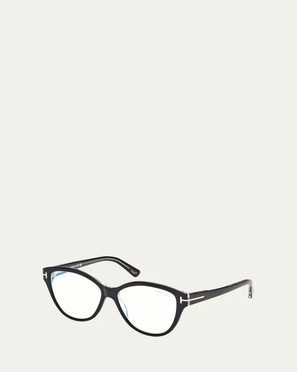 TOM FORD Blue Blocking Rounded Acetate Cat-Eye Glasses | Thumbnail 2