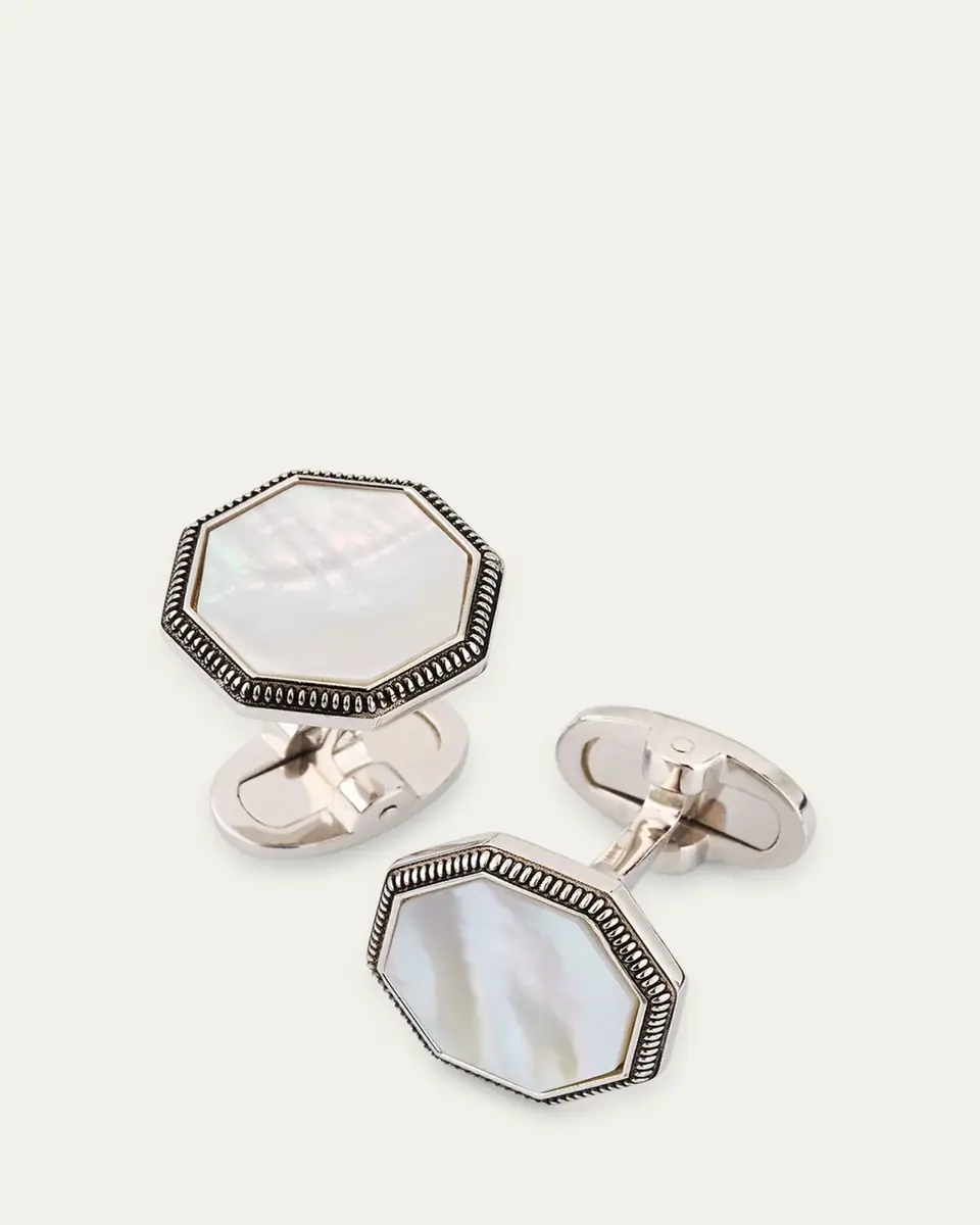 Jan Leslie Men's Octagon Mother-Of-Pearl Cufflinks | Thumbnail 3