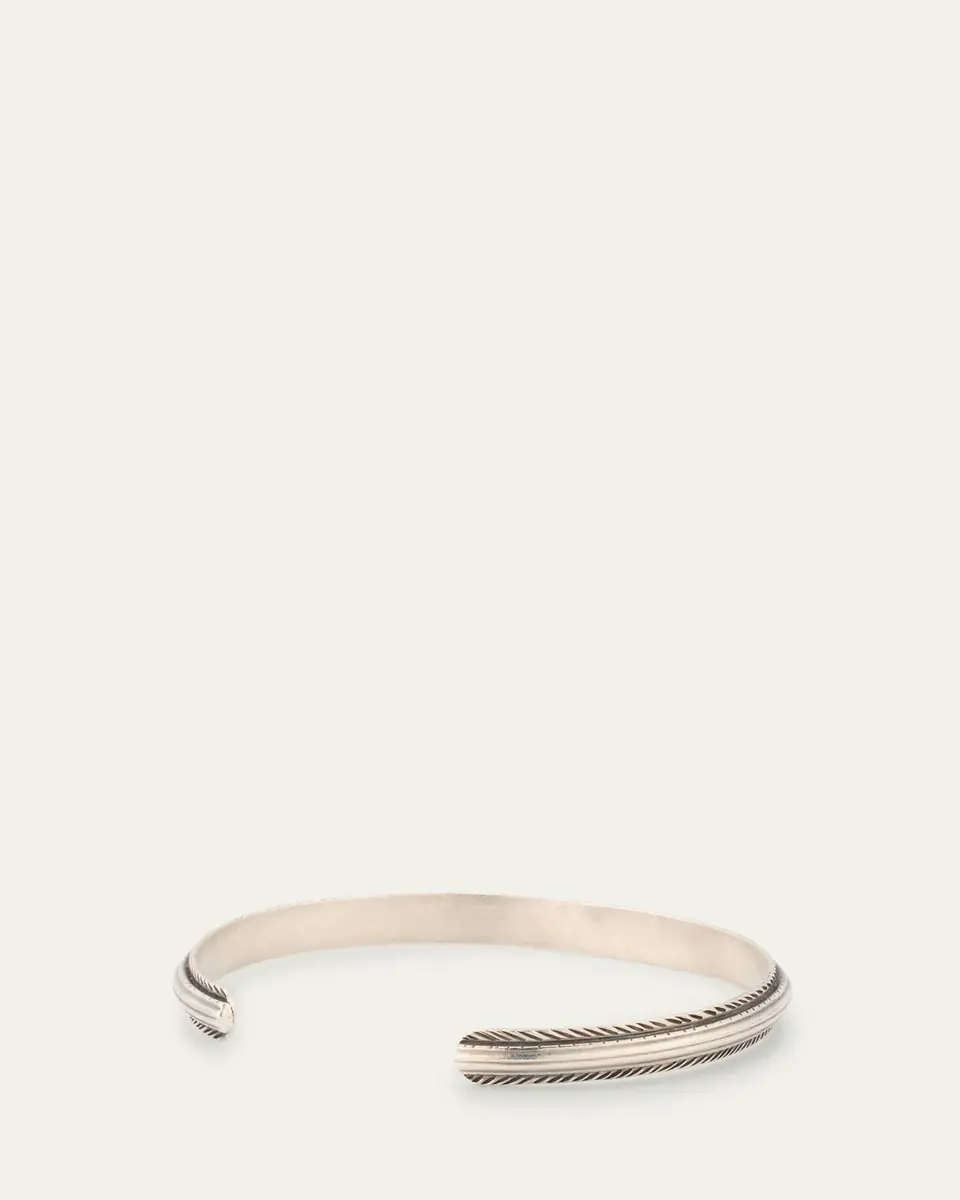 Jan Leslie Men's Sterling Silver Feather-Trim Cuff Bracelet | Thumbnail 3