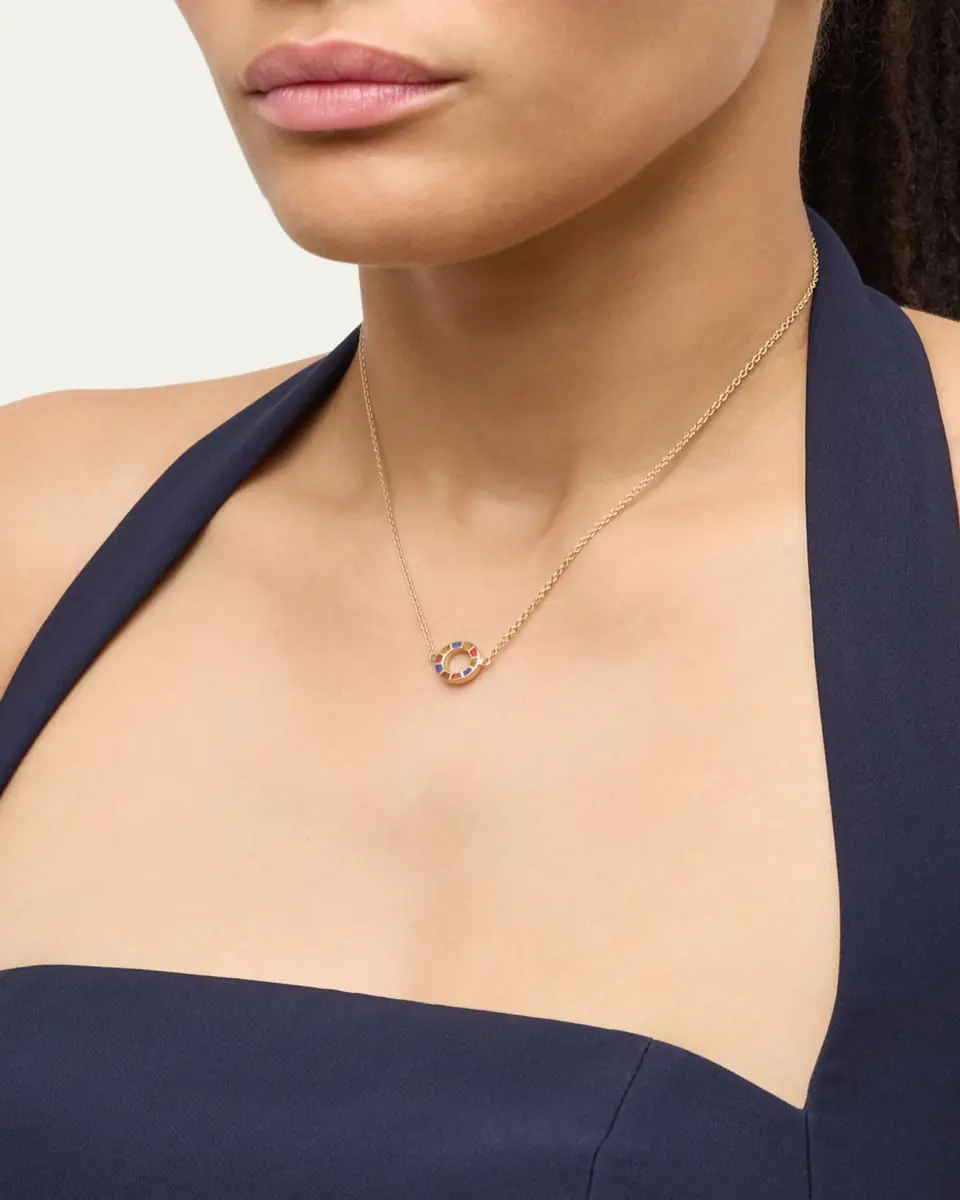 Jan Leslie Lapis, Tigers Eye, and Carnelian Dash Circle Station Necklace | Thumbnail 2