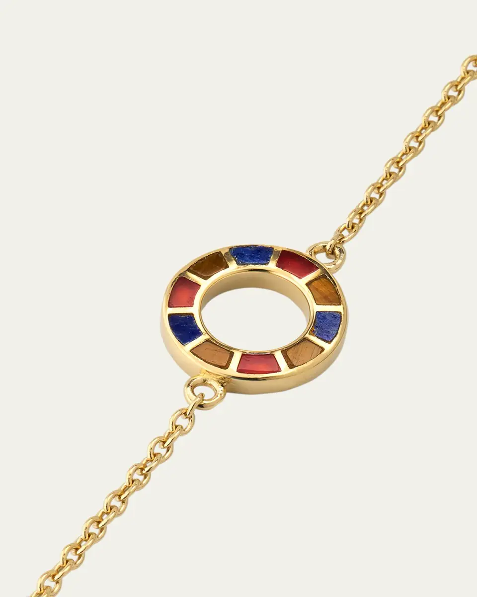Jan Leslie Lapis, Tigers Eye, and Carnelian Dash Circle Station Necklace | Thumbnail 3