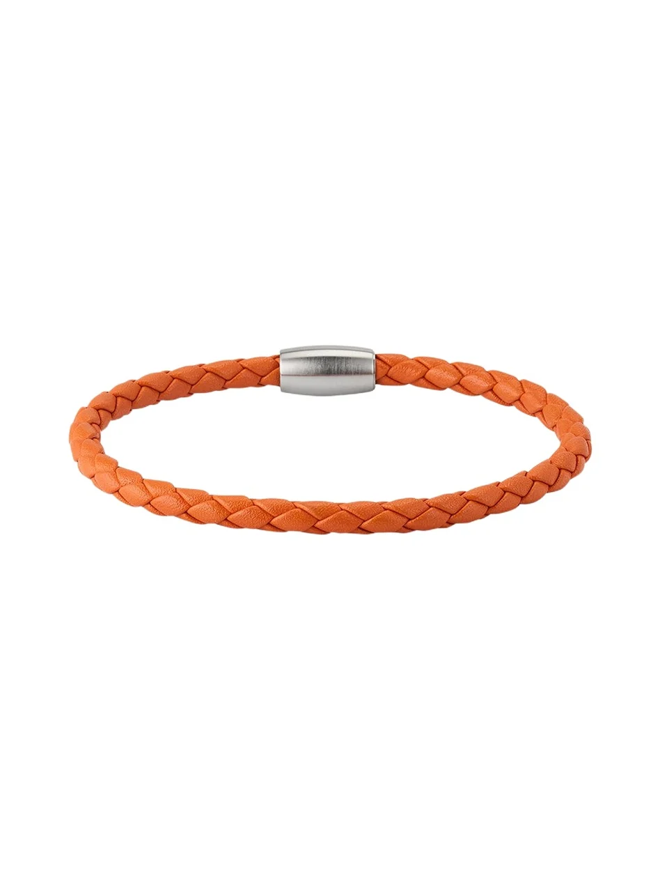 Jan Leslie Men's Braided Leather Magnetic Bracelet