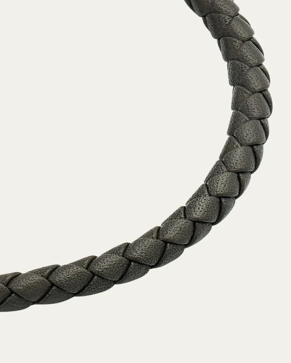 Jan Leslie Men's Woven Leather Bracelet | Thumbnail 3