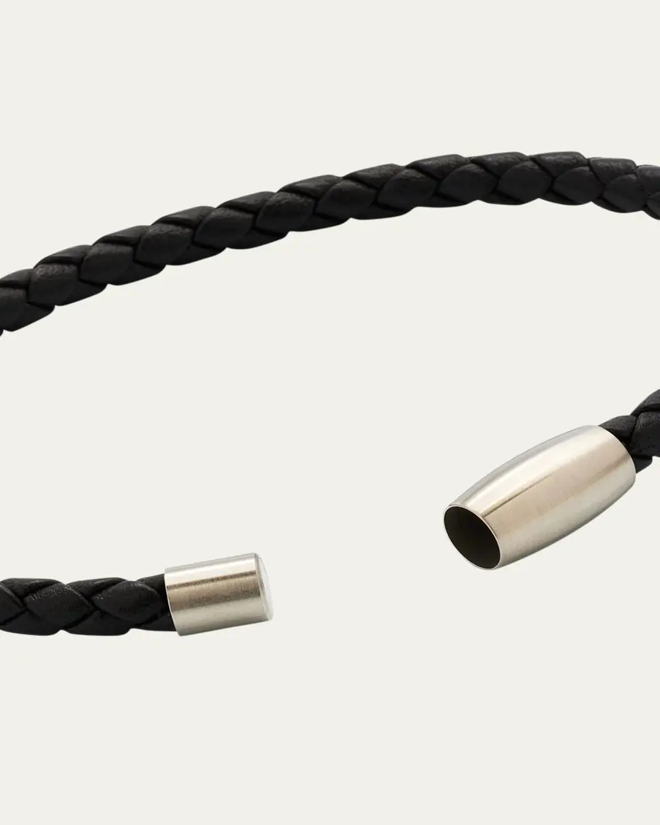 Jan Leslie Men's Magnetic Woven Leather Bracelet | Thumbnail 4